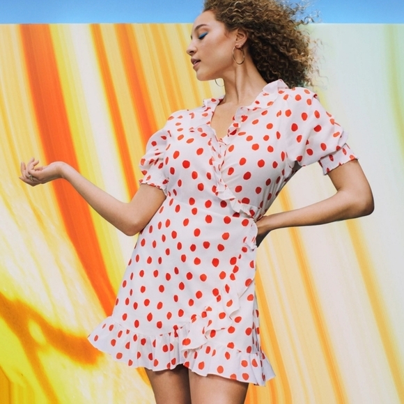 Rixo for Target Red Polka Dot Ruffle Wrap Dress Size XXS - Picture 5 of 9